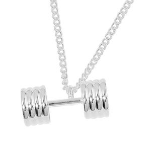 Stainless Steel Dumbbell Pendant With Chain (20 in